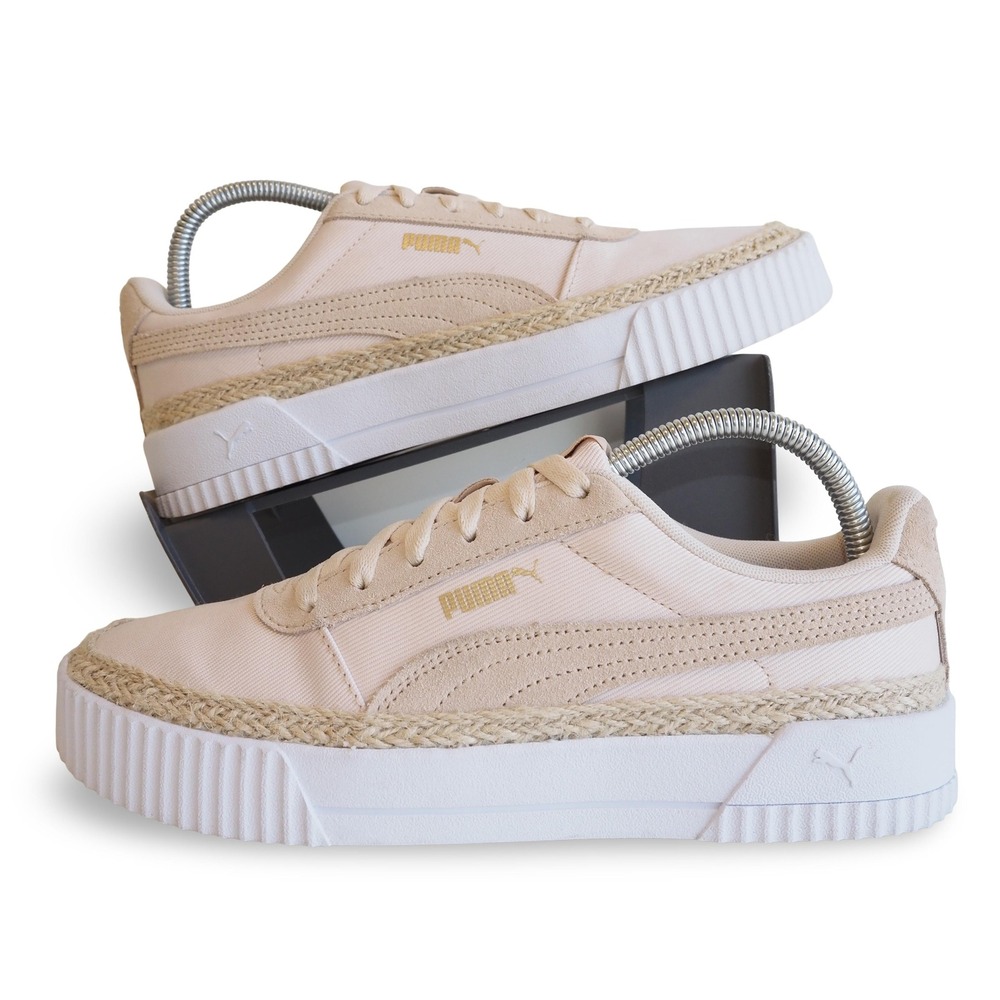 Puma Carina Espadrille SD Canvas Platform Womens 9.5 Beige 388388-01